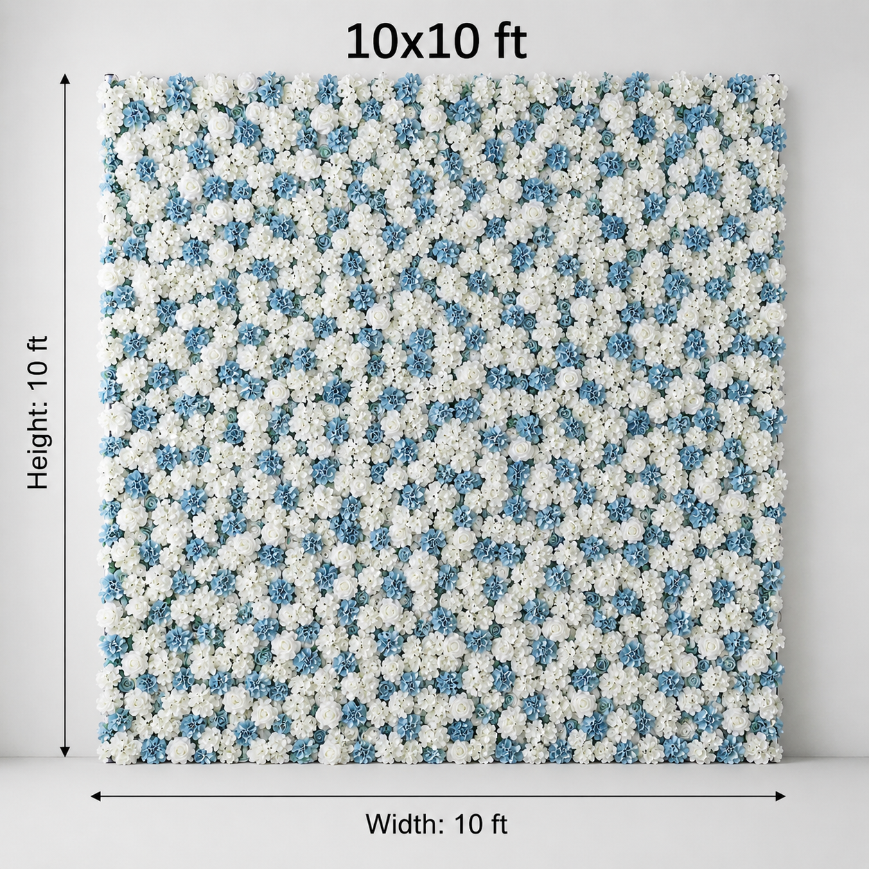 Dusty Blue and White Artificial Flower Wall Backdrop, 4 x 8 ft 8x8ft 10x10ft