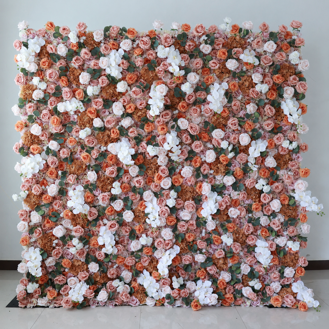 Coral and Blush Artificial Flower Wall Backdrop, 4 x 8 ft 8x8ft 10x10ft
