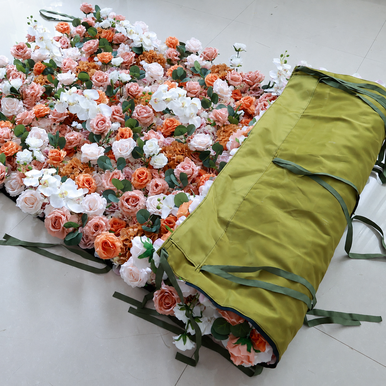 Coral and Blush Artificial Flower Wall Backdrop, 4 x 8 ft 8x8ft 10x10ft