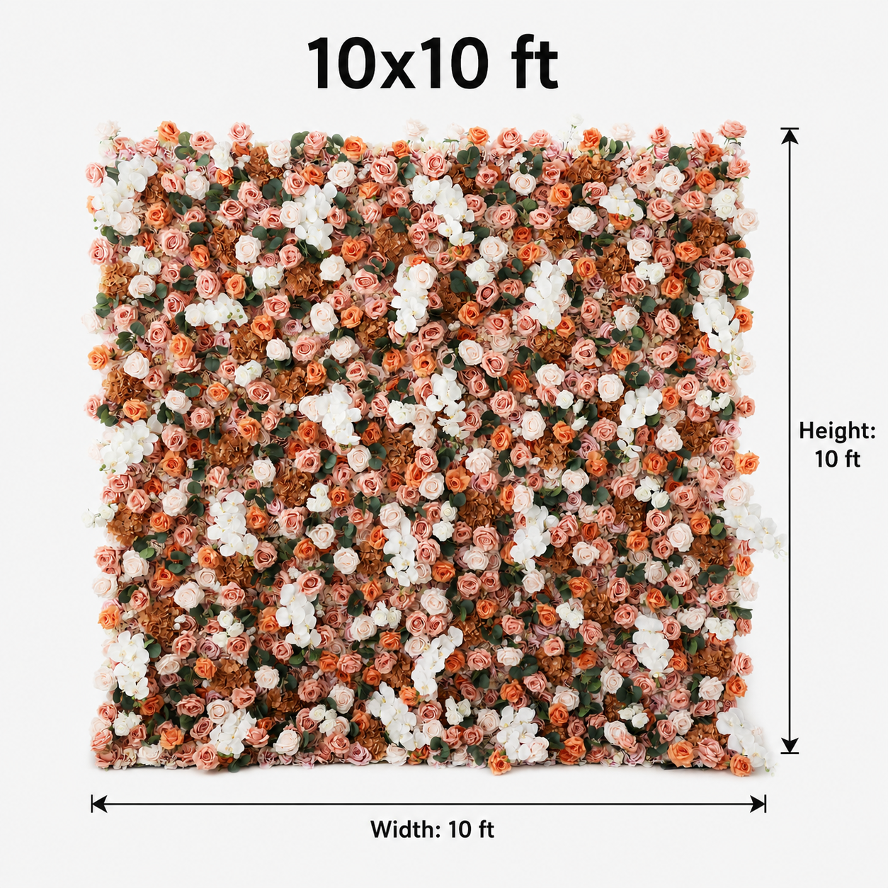Coral and Blush Artificial Flower Wall Backdrop, 4 x 8 ft 8x8ft 10x10ft