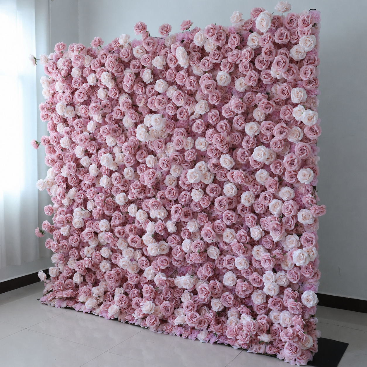 Pink Artificial Rose Flower Wall Backdrop, 4x 8 ft 8x8ft 10x10ft
