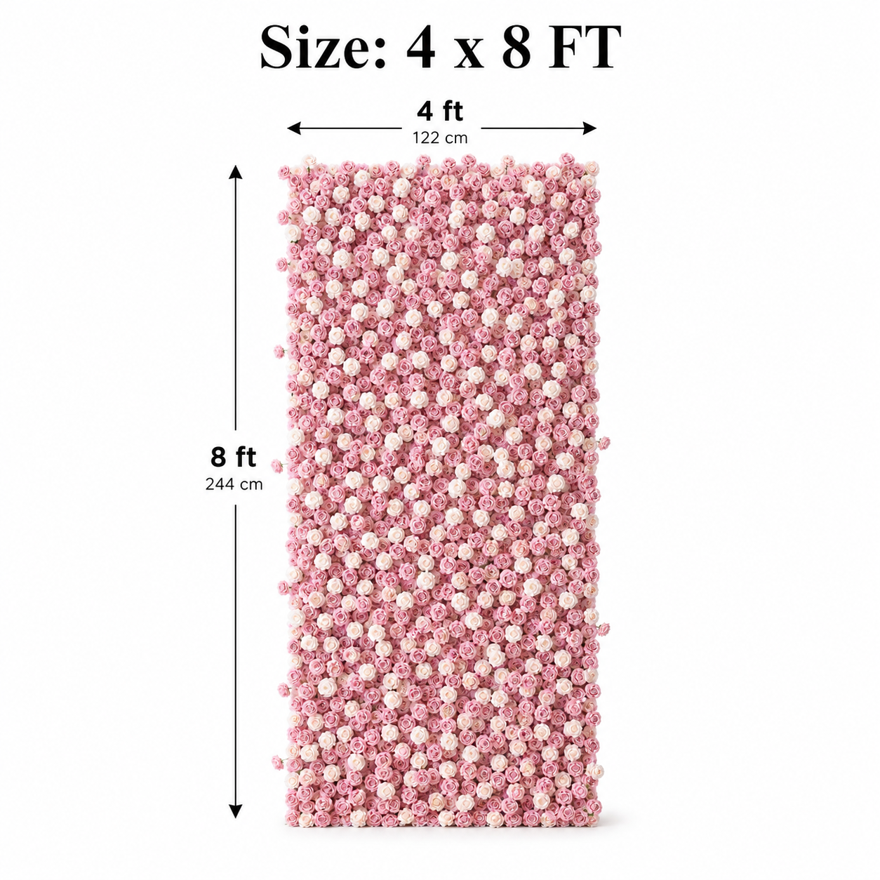 Pink Artificial Rose Flower Wall Backdrop, 4x 8 ft 8x8ft 10x10ft