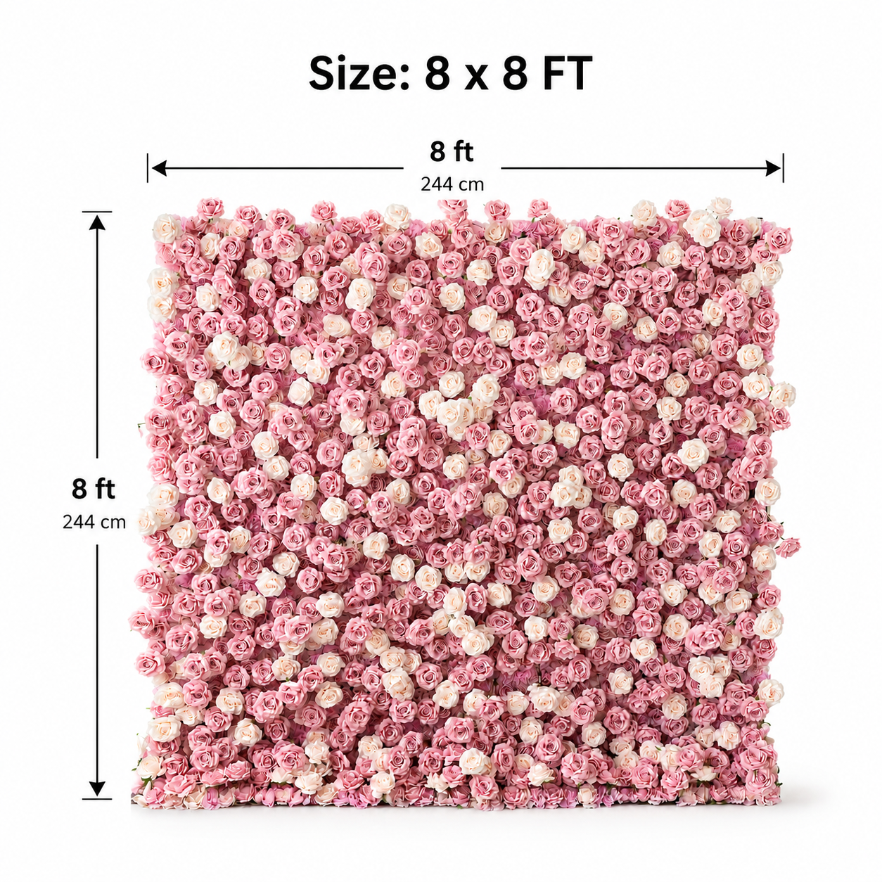 Pink Artificial Rose Flower Wall Backdrop, 4x 8 ft 8x8ft 10x10ft
