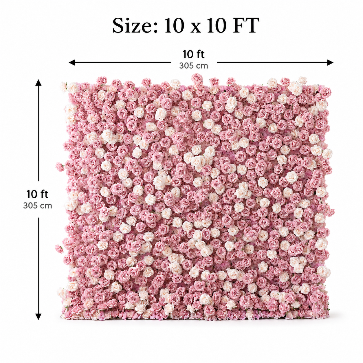 Pink Artificial Rose Flower Wall Backdrop, 4x 8 ft 8x8ft 10x10ft