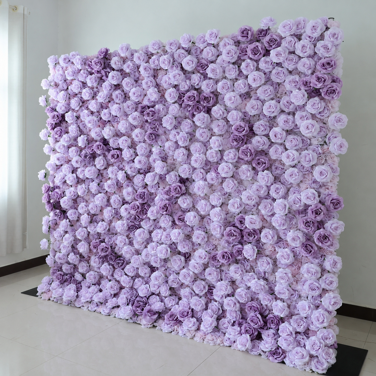 Lavender Artificial Rose Flower Wall Backdrop, 4  x 8 ft  8 x 8ft. 10 x 10ft