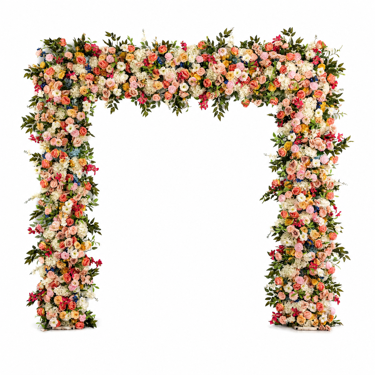Square Artificial Flower Arch 94.5 in with Metal Stand, Wedding Backdrop