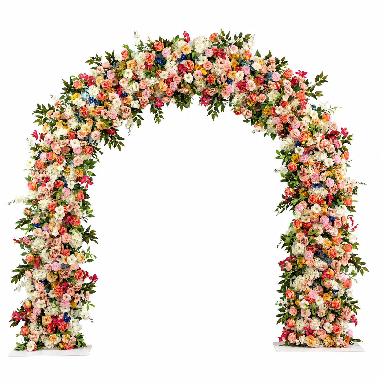 Curved Artificial Flower Arch 94.5 in with Metal Stand, Wedding Backdrop