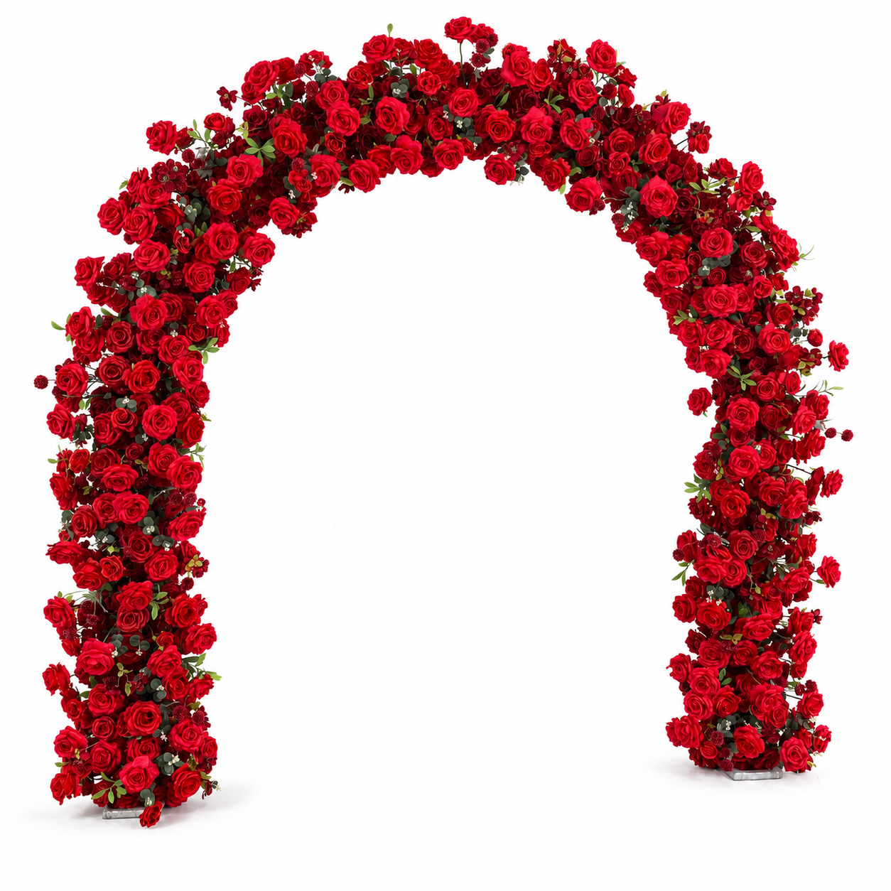 Curved Red Rose Flower Arch 94.5 in with Stand, Wedding Backdrop