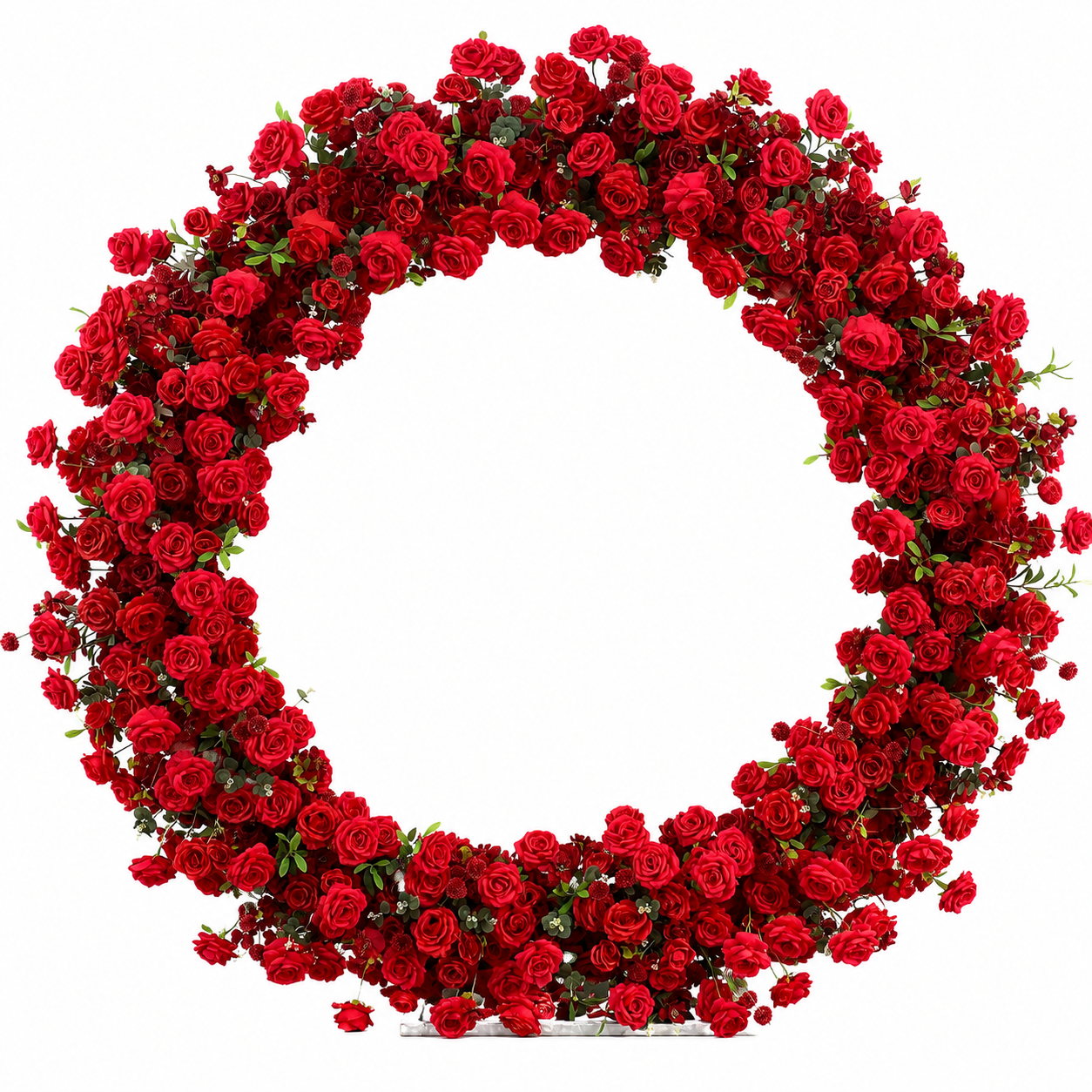 Round Red Rose Flower Arch 86.6 in with Stand, Event Backdrop