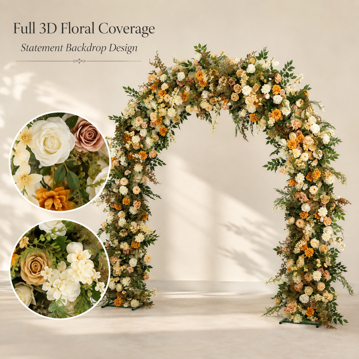Curved Artificial Flower Arch 94.5 in with Stand, Wedding Backdrop