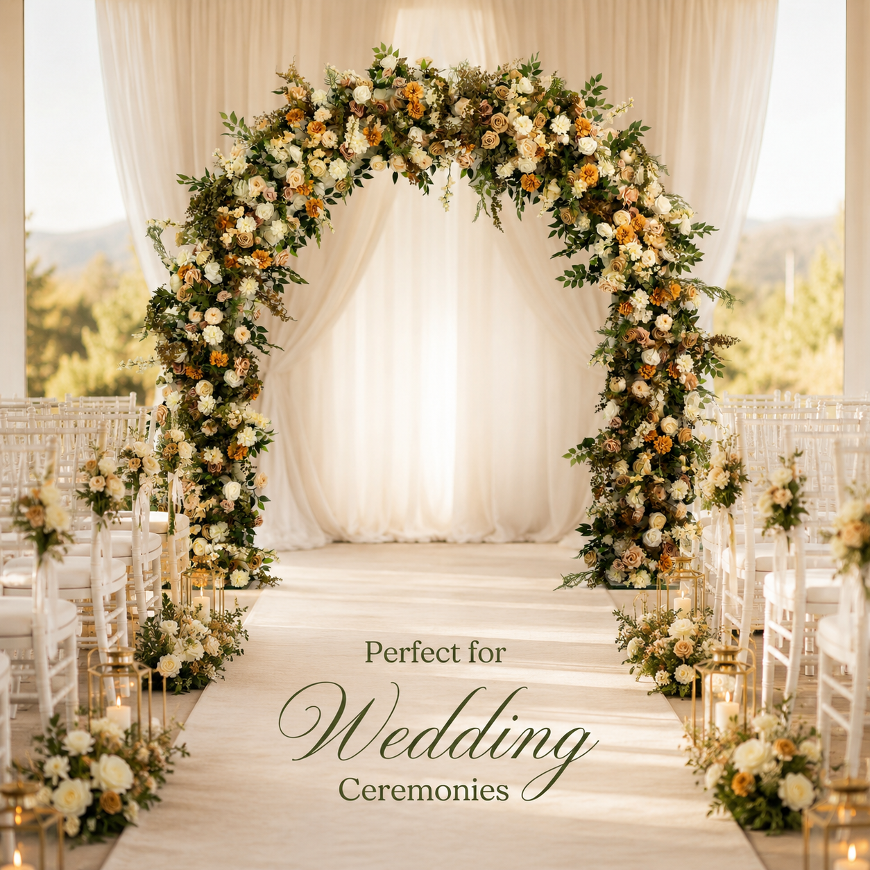 Curved Artificial Flower Arch 94.5 in with Stand, Wedding Backdrop