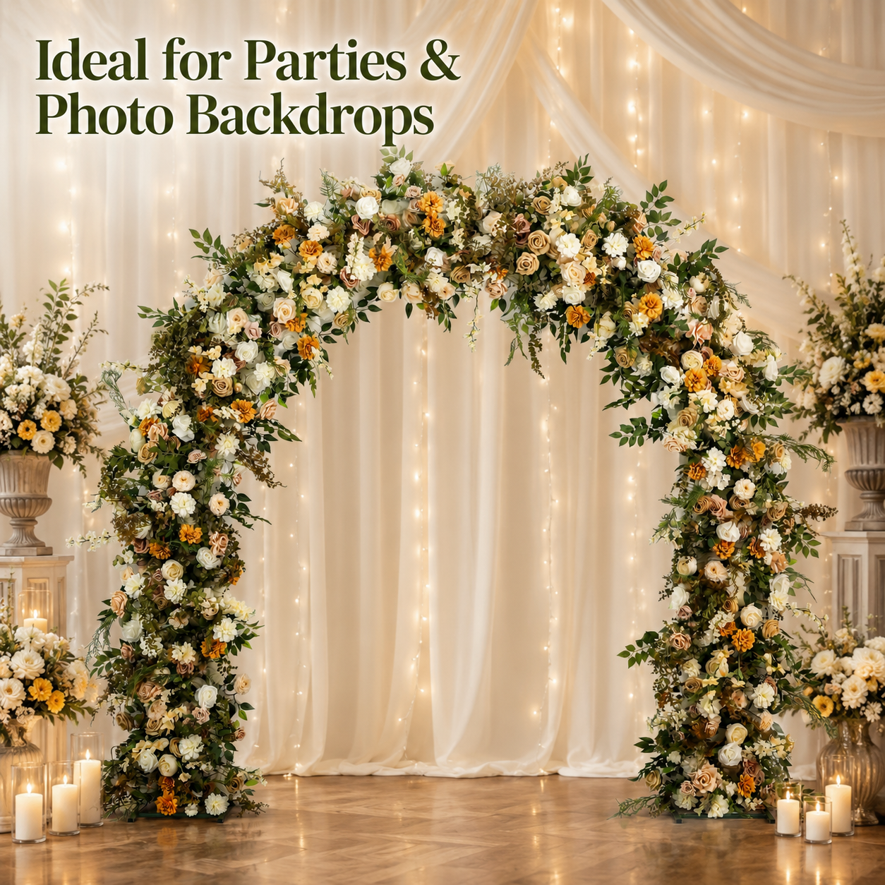 Curved Artificial Flower Arch 94.5 in with Stand, Wedding Backdrop