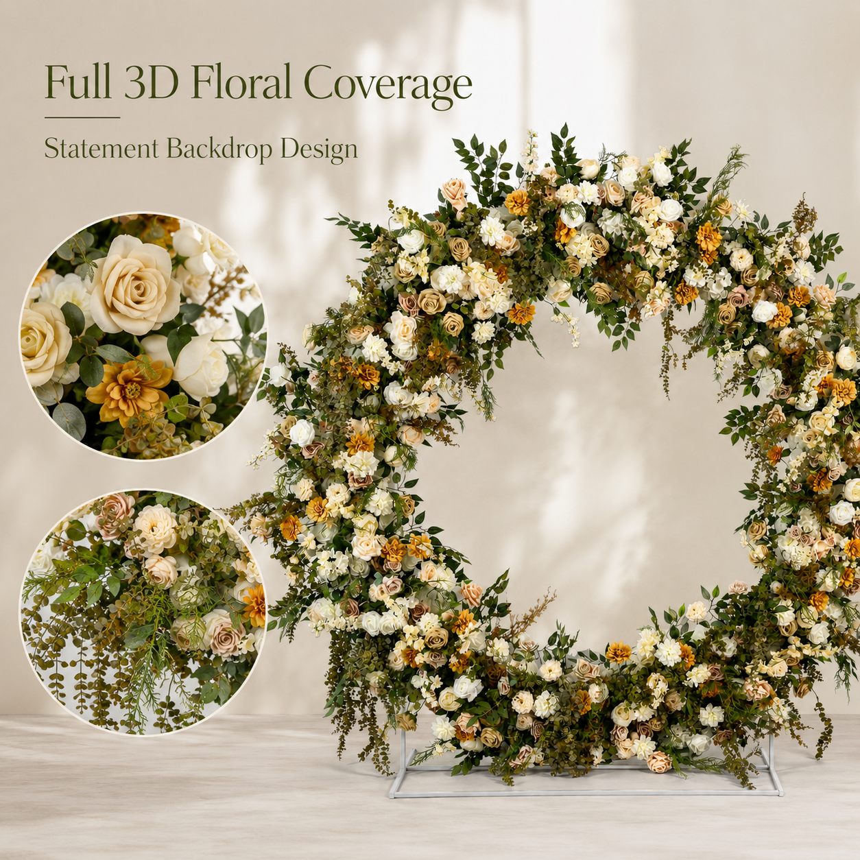 Round Artificial Flower Arch 86.6 in with Stand, Event Backdrop