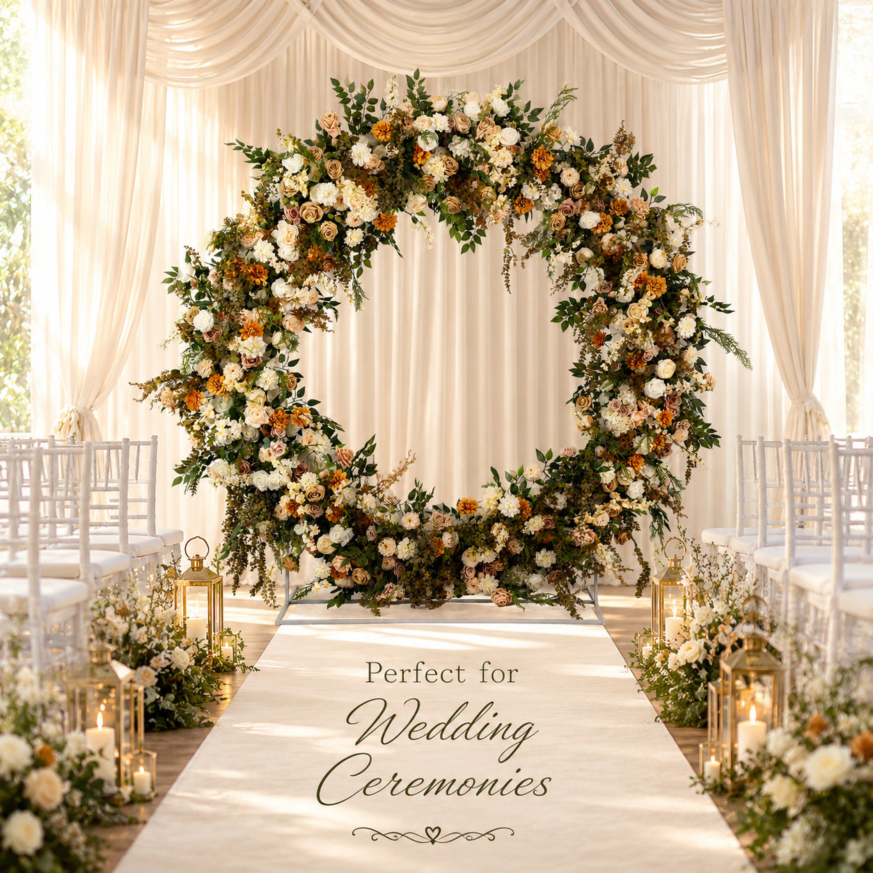 Round Artificial Flower Arch 86.6 in with Stand, Event Backdrop