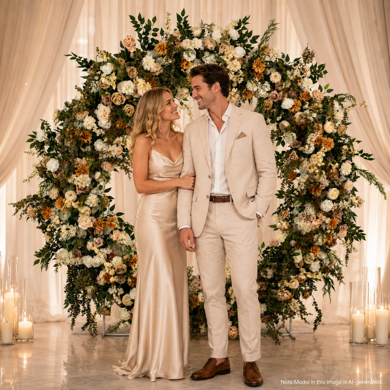 Round Artificial Flower Arch 86.6 in with Stand, Event Backdrop