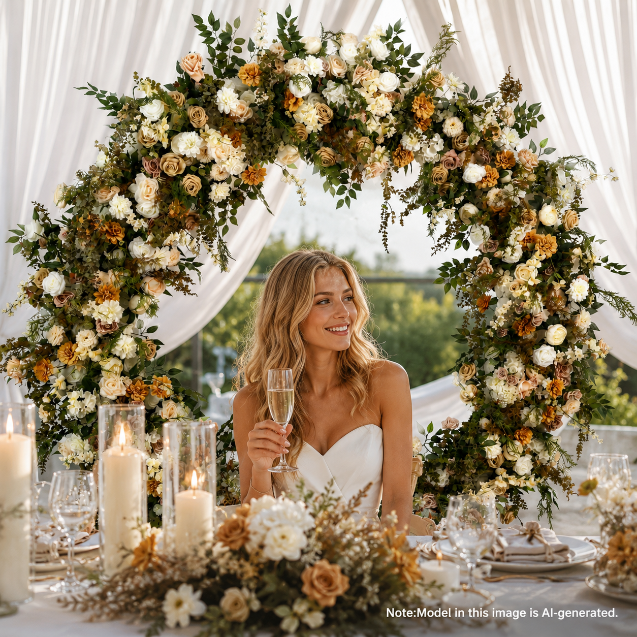 Round Artificial Flower Arch 86.6 in with Stand, Event Backdrop