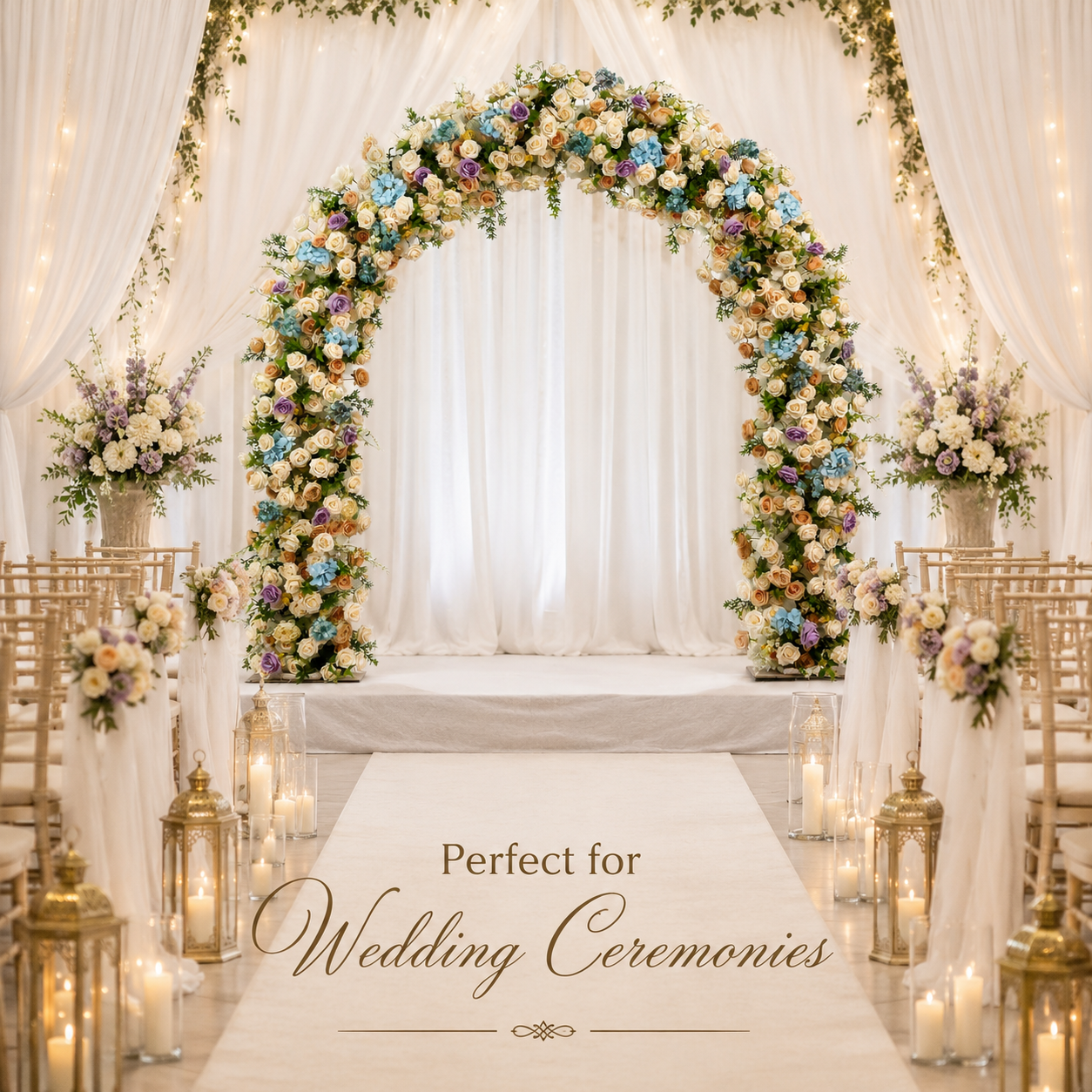 Curved Pastel Flower Arch 94.5 in with Stand, Wedding Backdrop