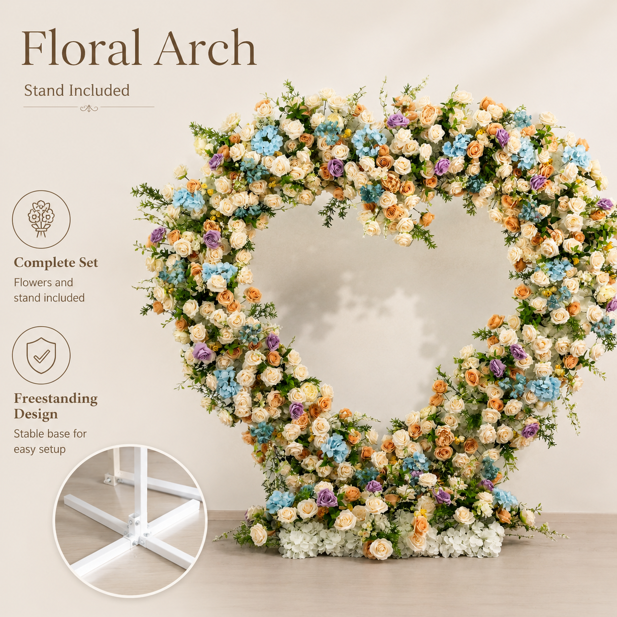 Heart Pastel Flower Arch 86.6 in with Stand, Proposal Backdrop