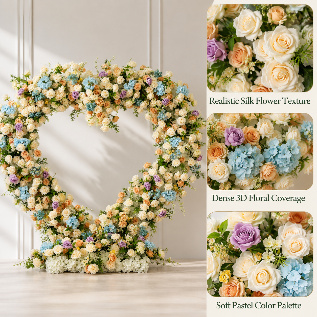 Heart Pastel Flower Arch 86.6 in with Stand, Proposal Backdrop