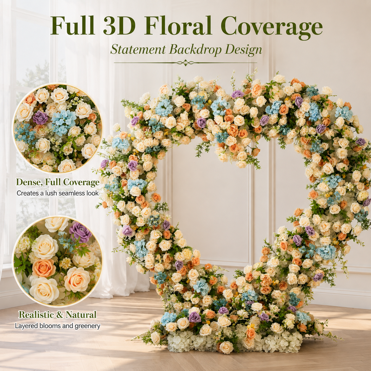 Heart Pastel Flower Arch 86.6 in with Stand, Proposal Backdrop