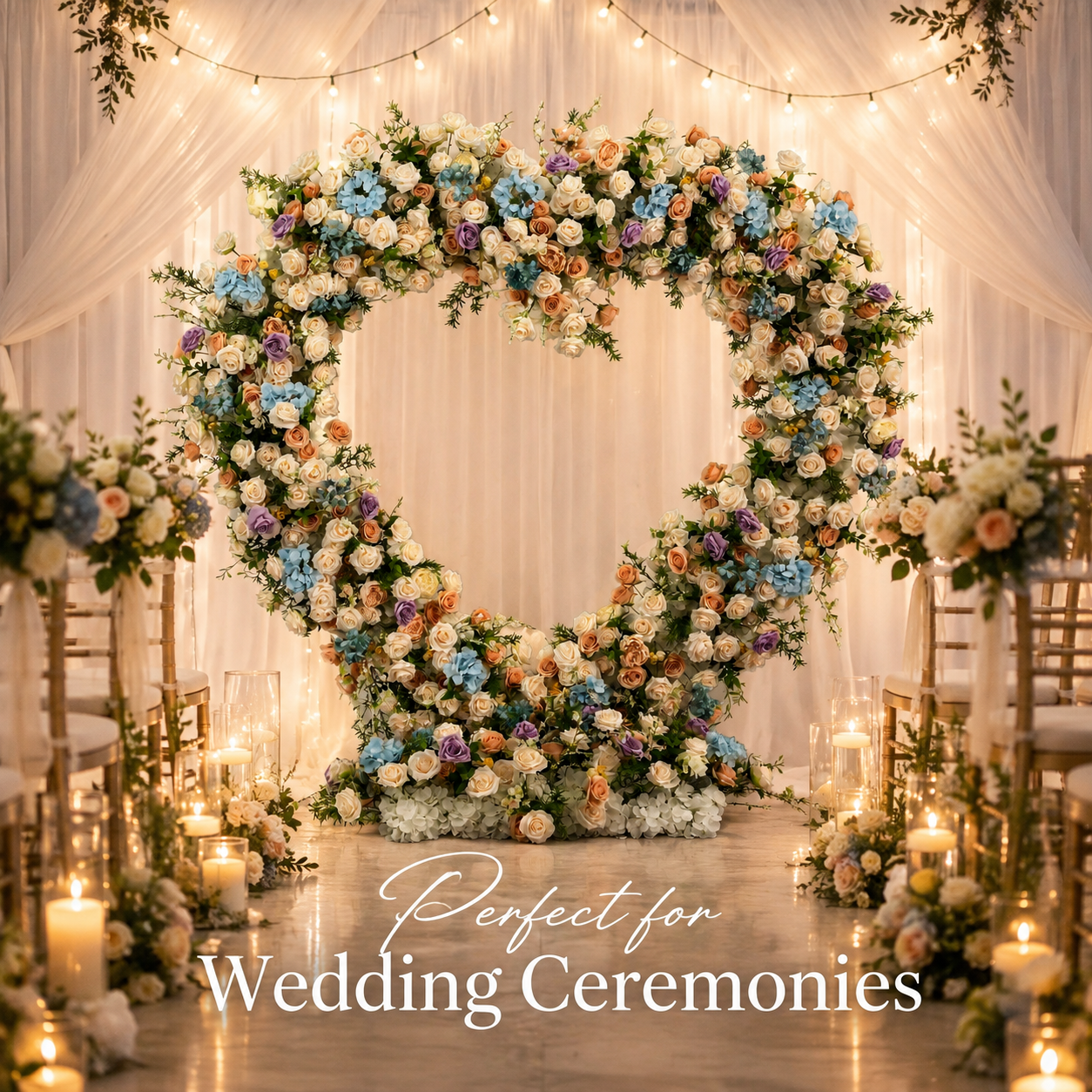 Heart Pastel Flower Arch 86.6 in with Stand, Proposal Backdrop