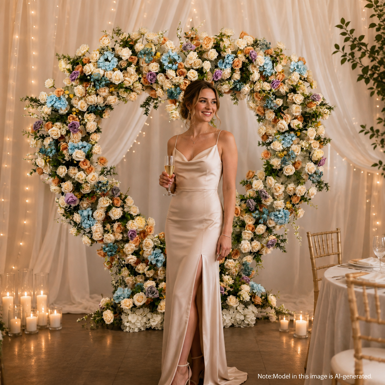 Heart Pastel Flower Arch 86.6 in with Stand, Proposal Backdrop