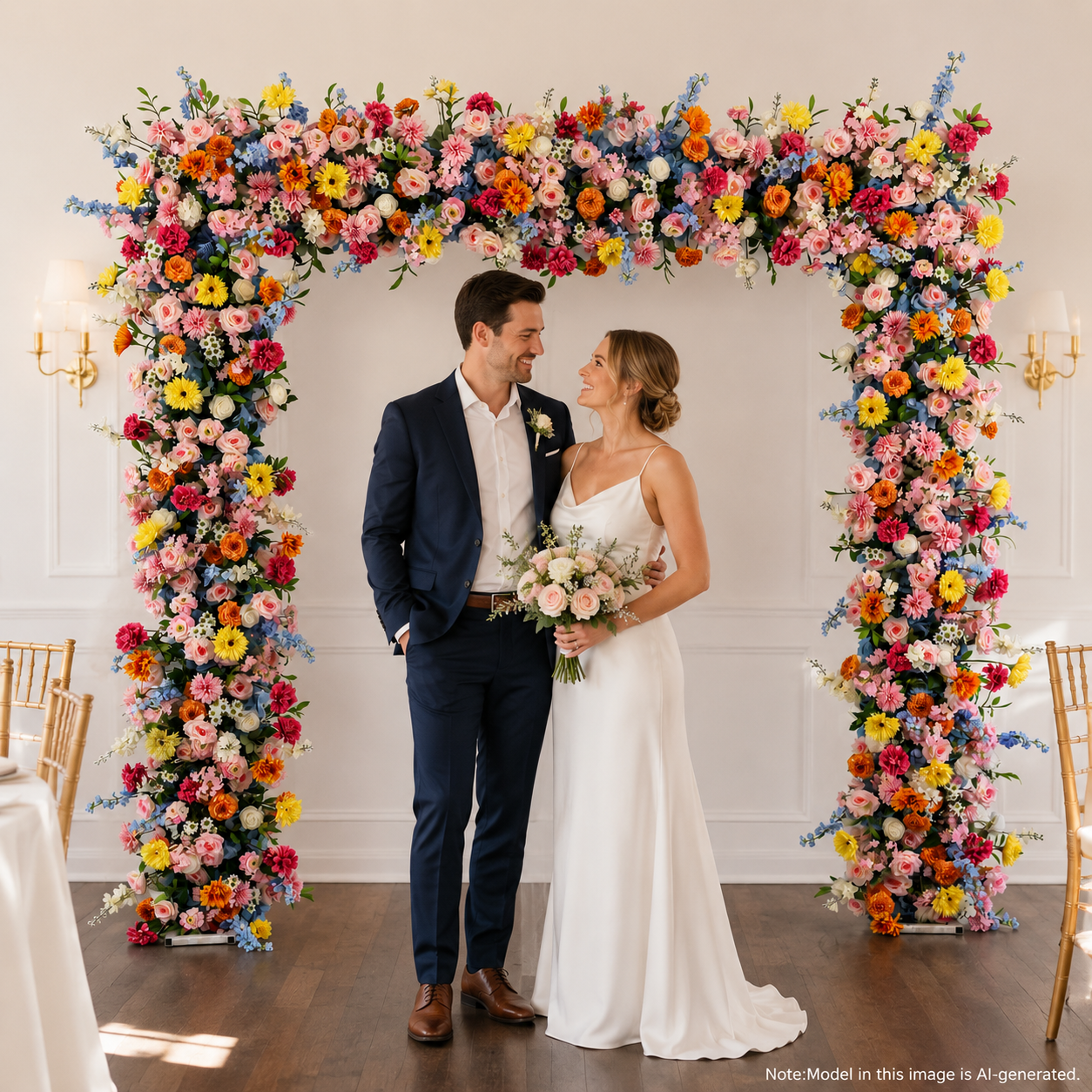 Square Artificial Flower Arch with Stand, 94.5 in, Wedding Backdrop