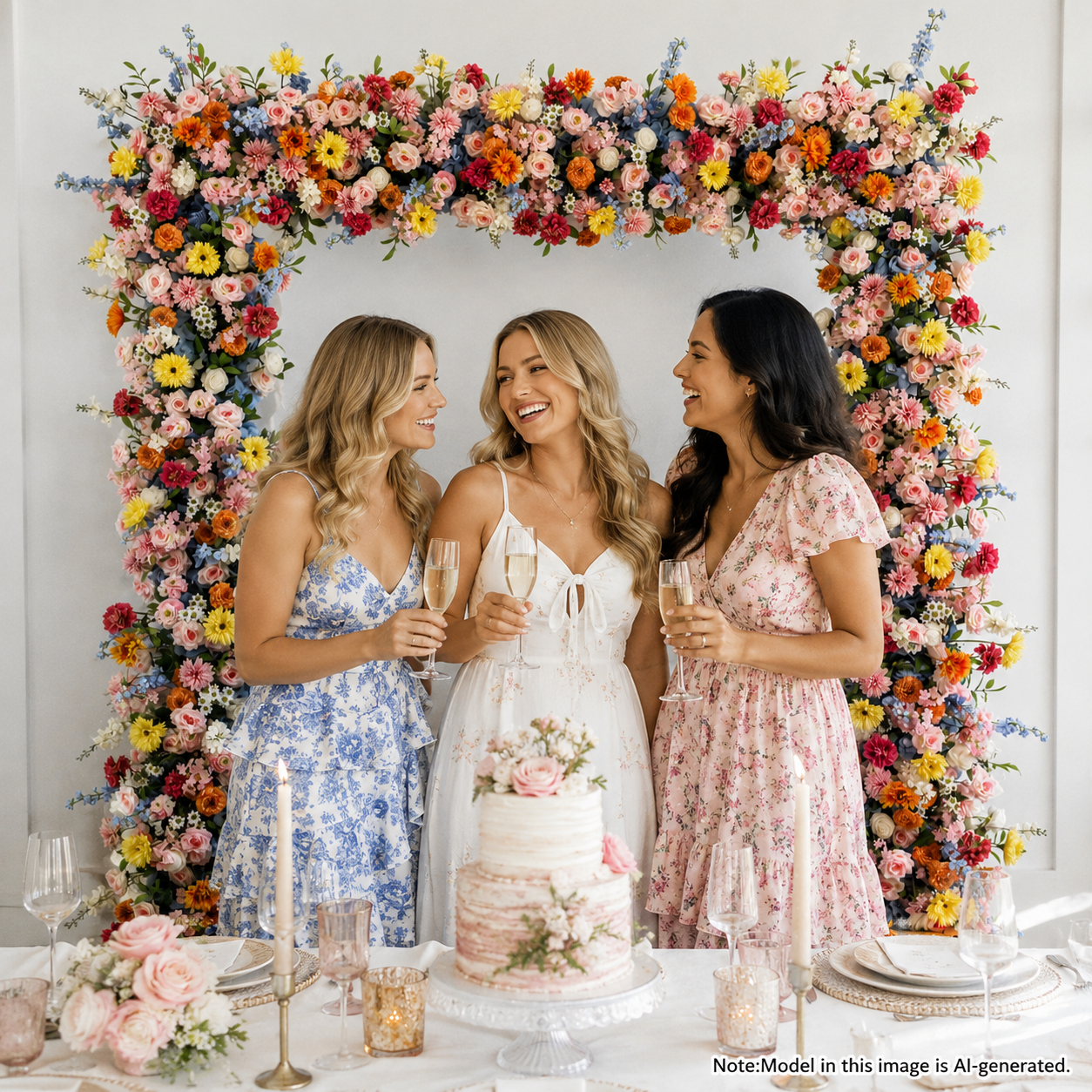 Square Artificial Flower Arch with Stand, 94.5 in, Wedding Backdrop