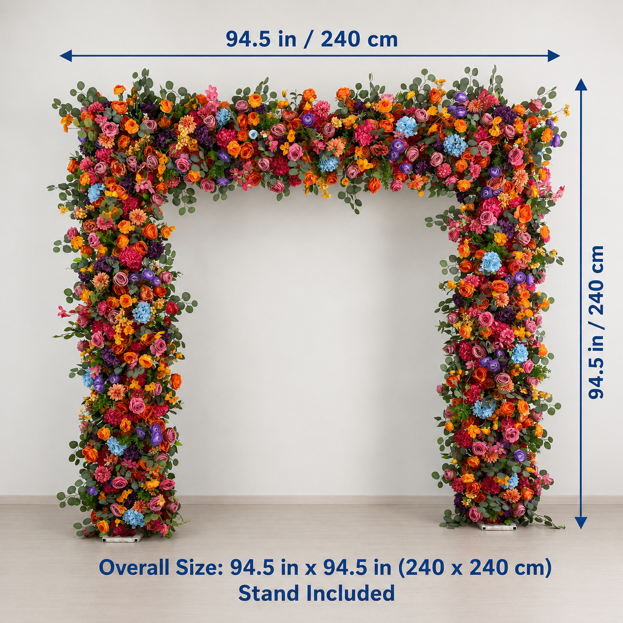 Multicolor Square Flower Arch with Stand, 94.5 in, Wedding Party Backdrop