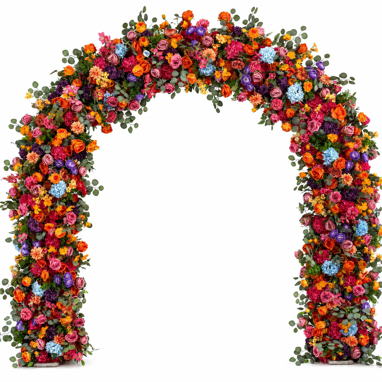 Multicolor Round Top Flower Arch with Stand, 94.5 in, Wedding Backdrop