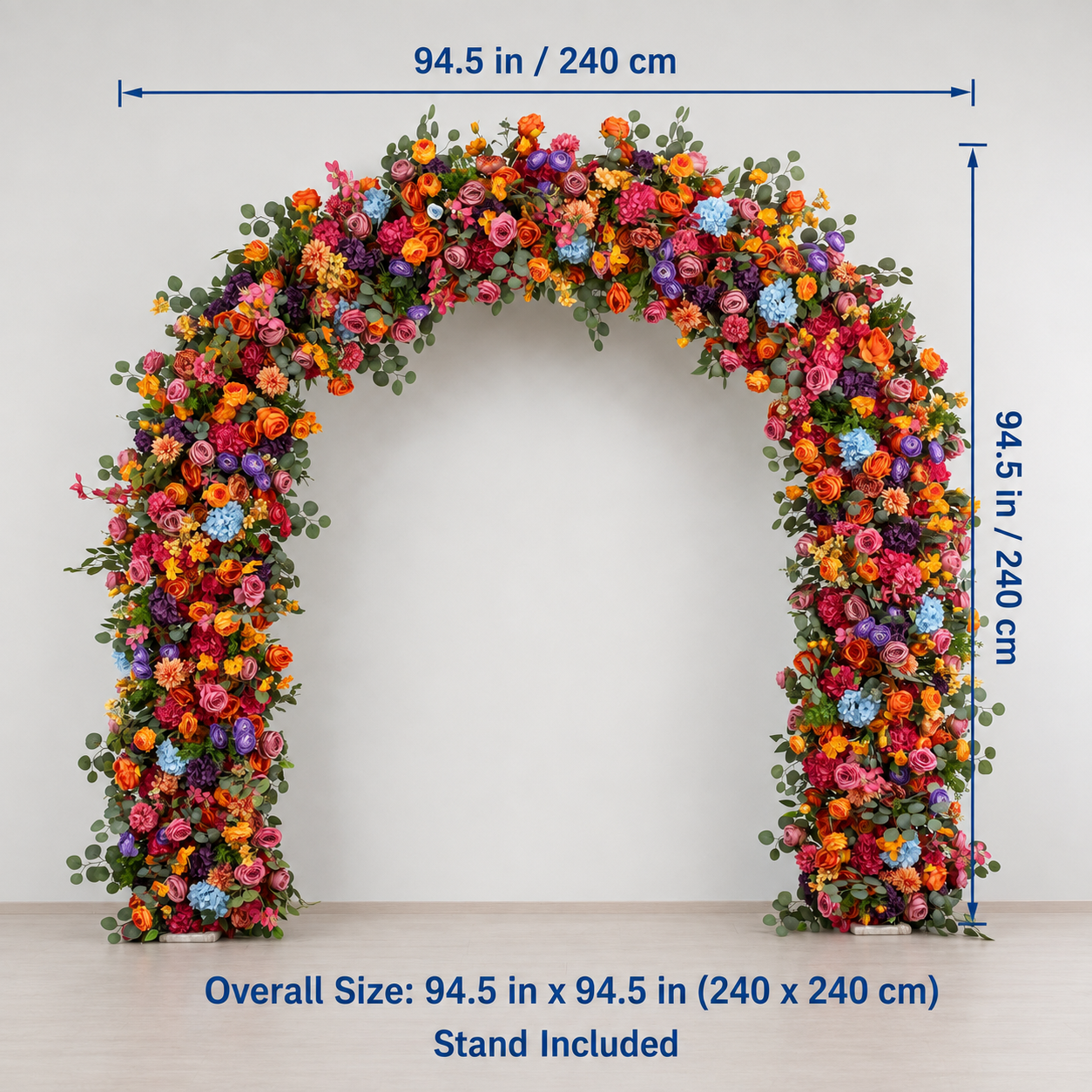 Multicolor Round Top Flower Arch with Stand, 94.5 in, Wedding Backdrop