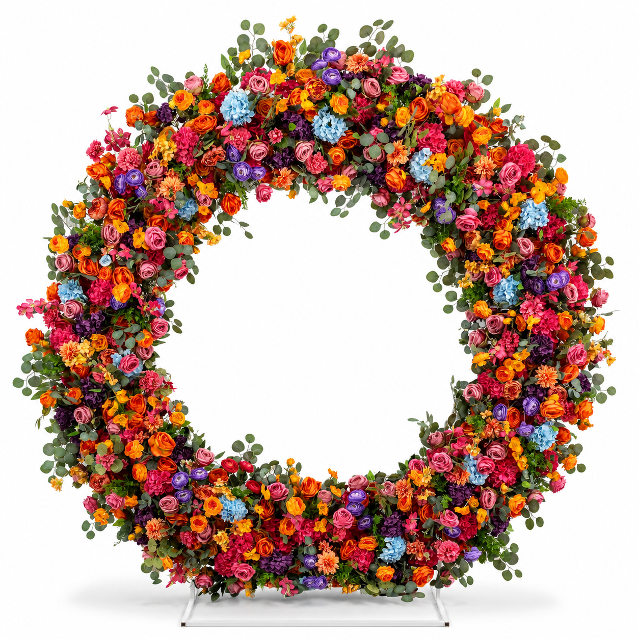 Multicolor Circle Flower Arch with Stand, 86.6 in, Wedding Party Backdrop
