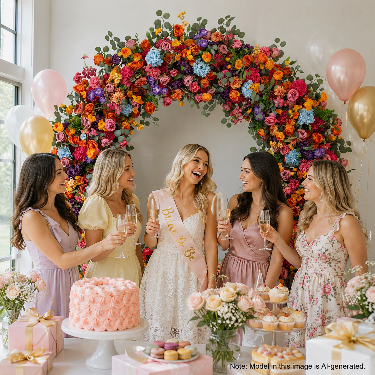 Multicolor Circle Flower Arch with Stand, 86.6 in, Wedding Party Backdrop
