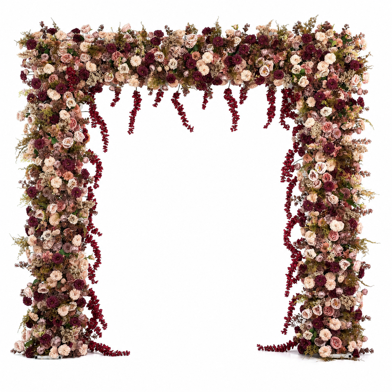 Square Artificial Flower Arch with Stand, 94.5 x 94.5 in, Wedding Backdrop