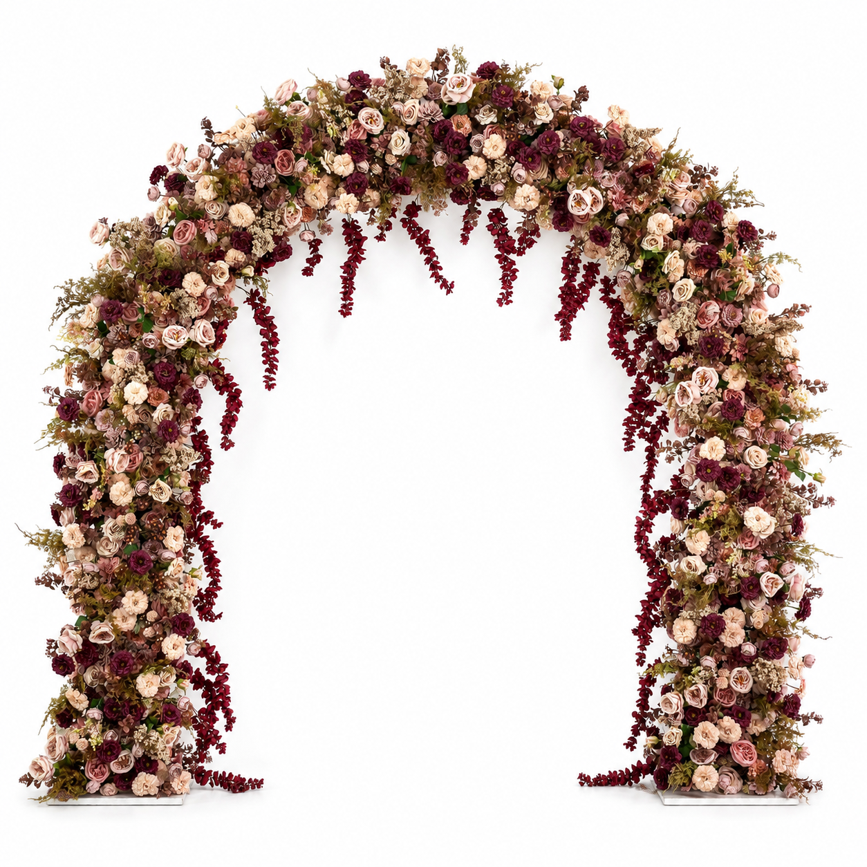 Round-Top Artificial Flower Arch with Stand, 94.5 x 94.5 in, Wedding Backdrop