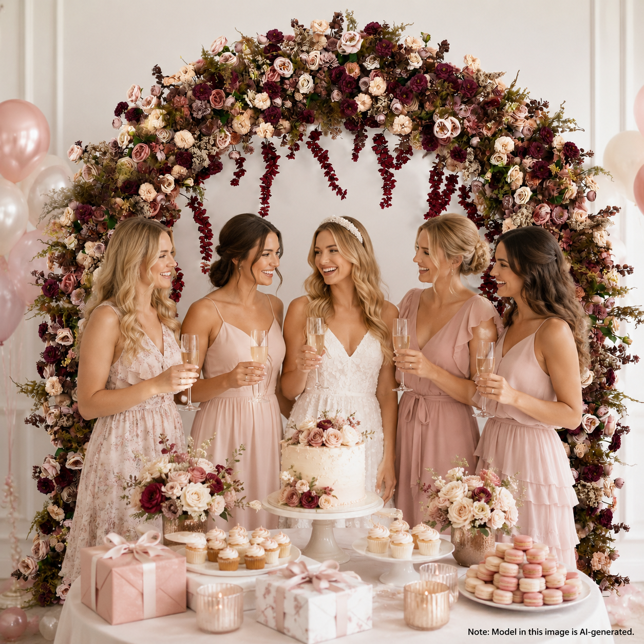 Round-Top Artificial Flower Arch with Stand, 94.5 x 94.5 in, Wedding Backdrop