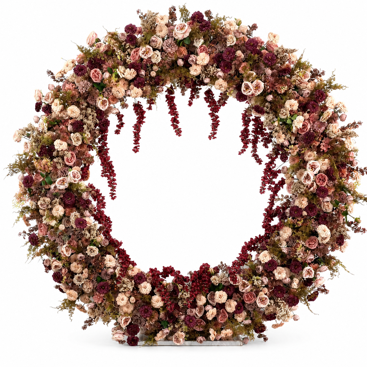 Circle Artificial Flower Arch with Stand, 87 x 87 in, Wedding Backdrop