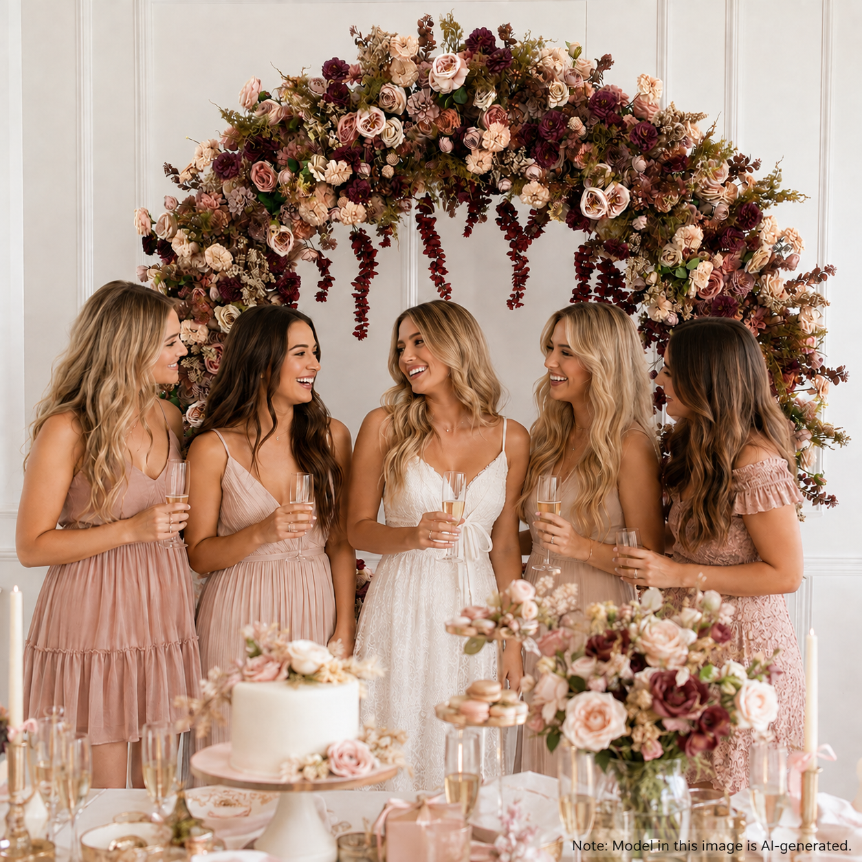 Circle Artificial Flower Arch with Stand, 87 x 87 in, Wedding Backdrop