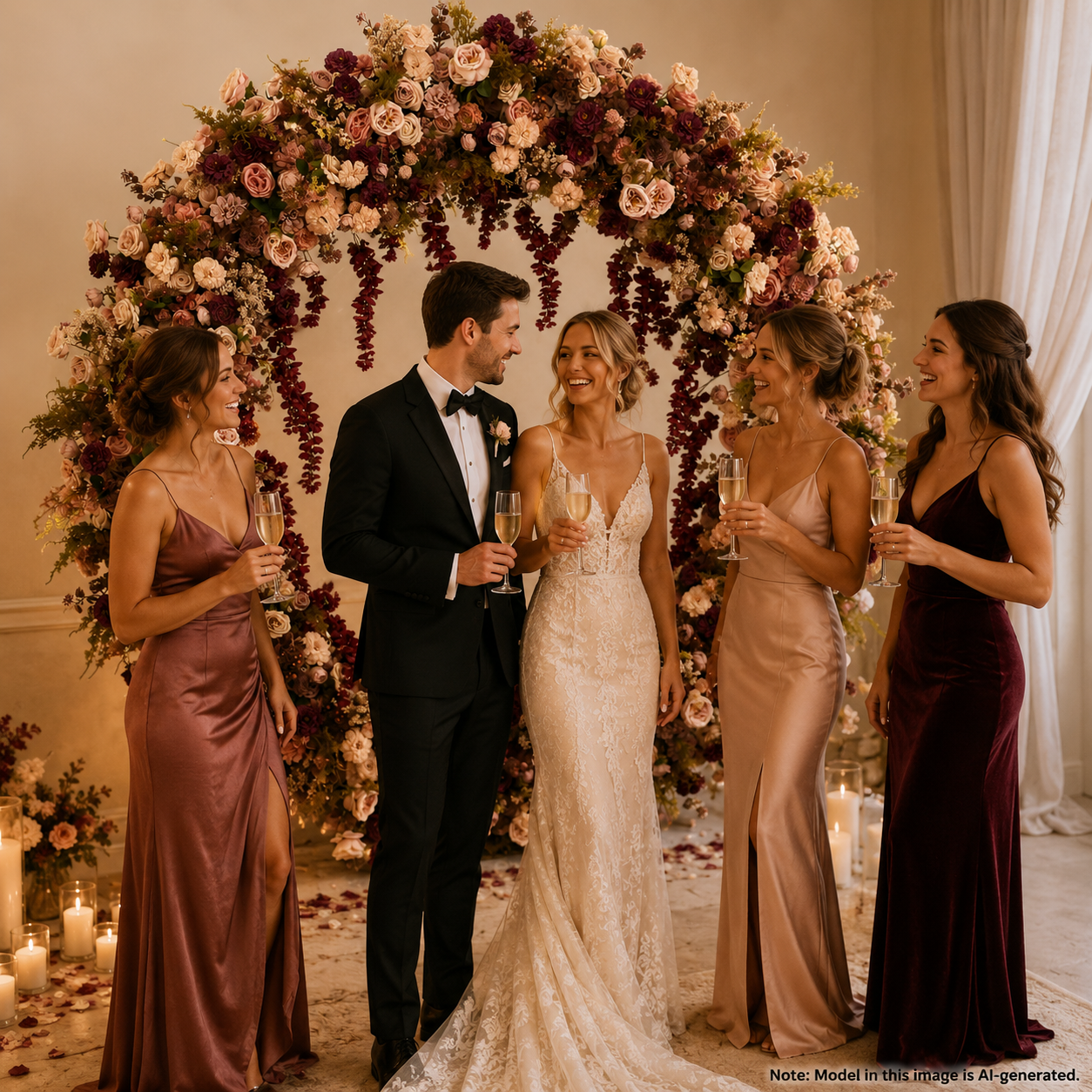 Circle Artificial Flower Arch with Stand, 87 x 87 in, Wedding Backdrop
