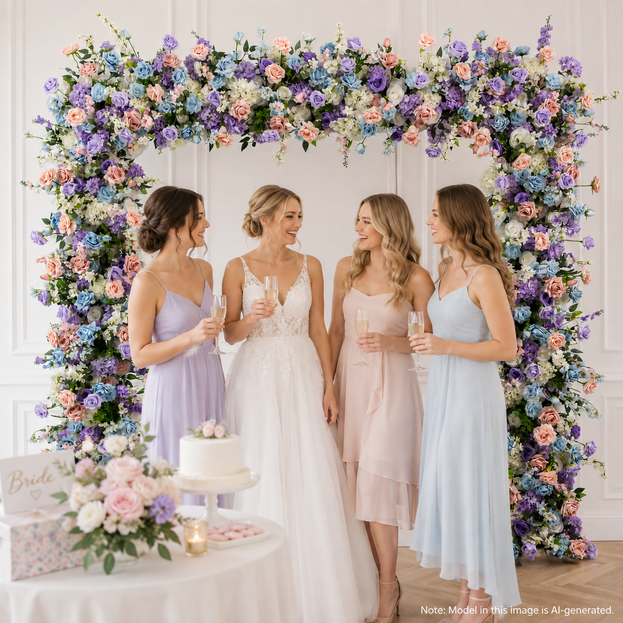 Square Artificial Flower Arch with Stand, 94.5 x 94.5 in, Wedding Backdrop