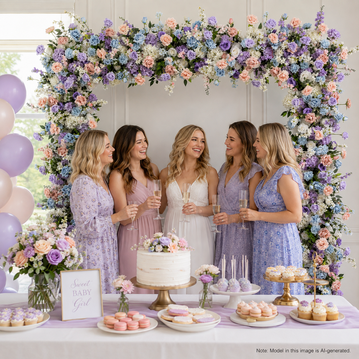 Square Artificial Flower Arch with Stand, 94.5 x 94.5 in, Wedding Backdrop