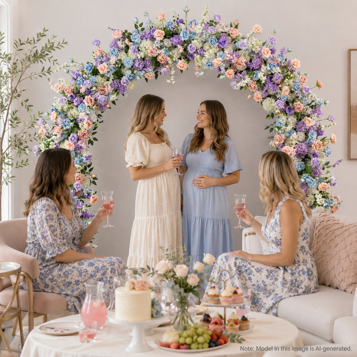 Rounded Artificial Flower Arch with Stand, 94.5 x 94.5 in, Wedding Backdrop