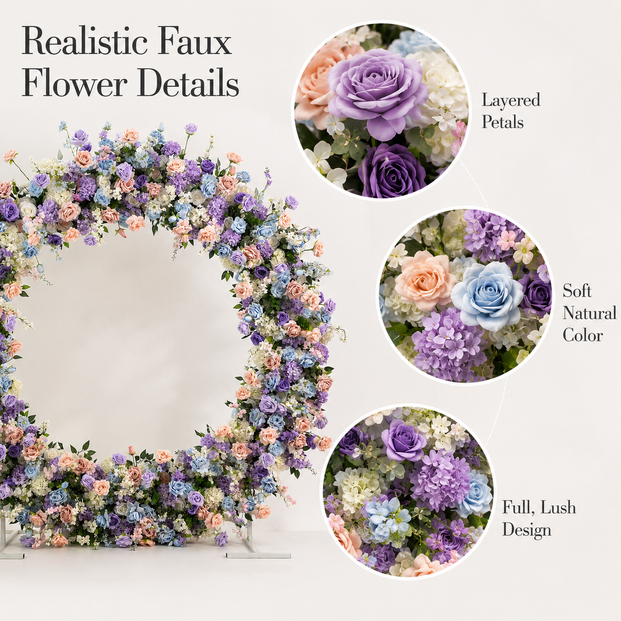 Full Circle Artificial Flower Arch with Stand, 87 x 87 in, Event Backdrop
