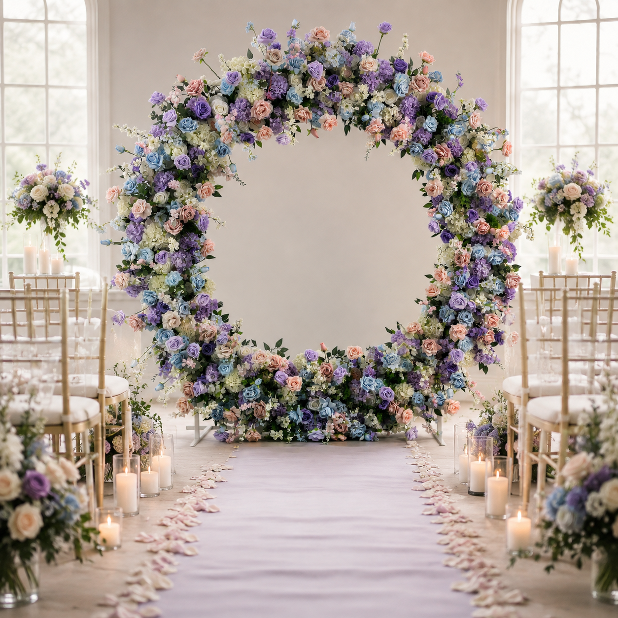 Full Circle Artificial Flower Arch with Stand, 87 x 87 in, Event Backdrop