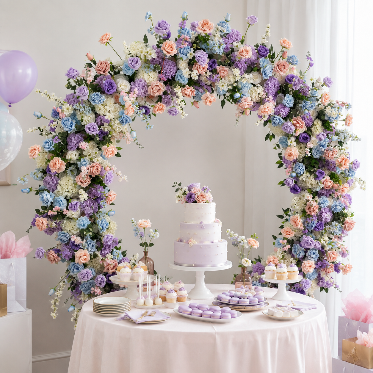 Full Circle Artificial Flower Arch with Stand, 87 x 87 in, Event Backdrop