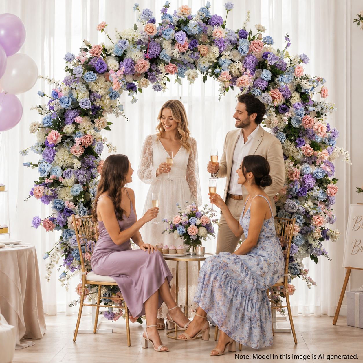 Full Circle Artificial Flower Arch with Stand, 87 x 87 in, Event Backdrop