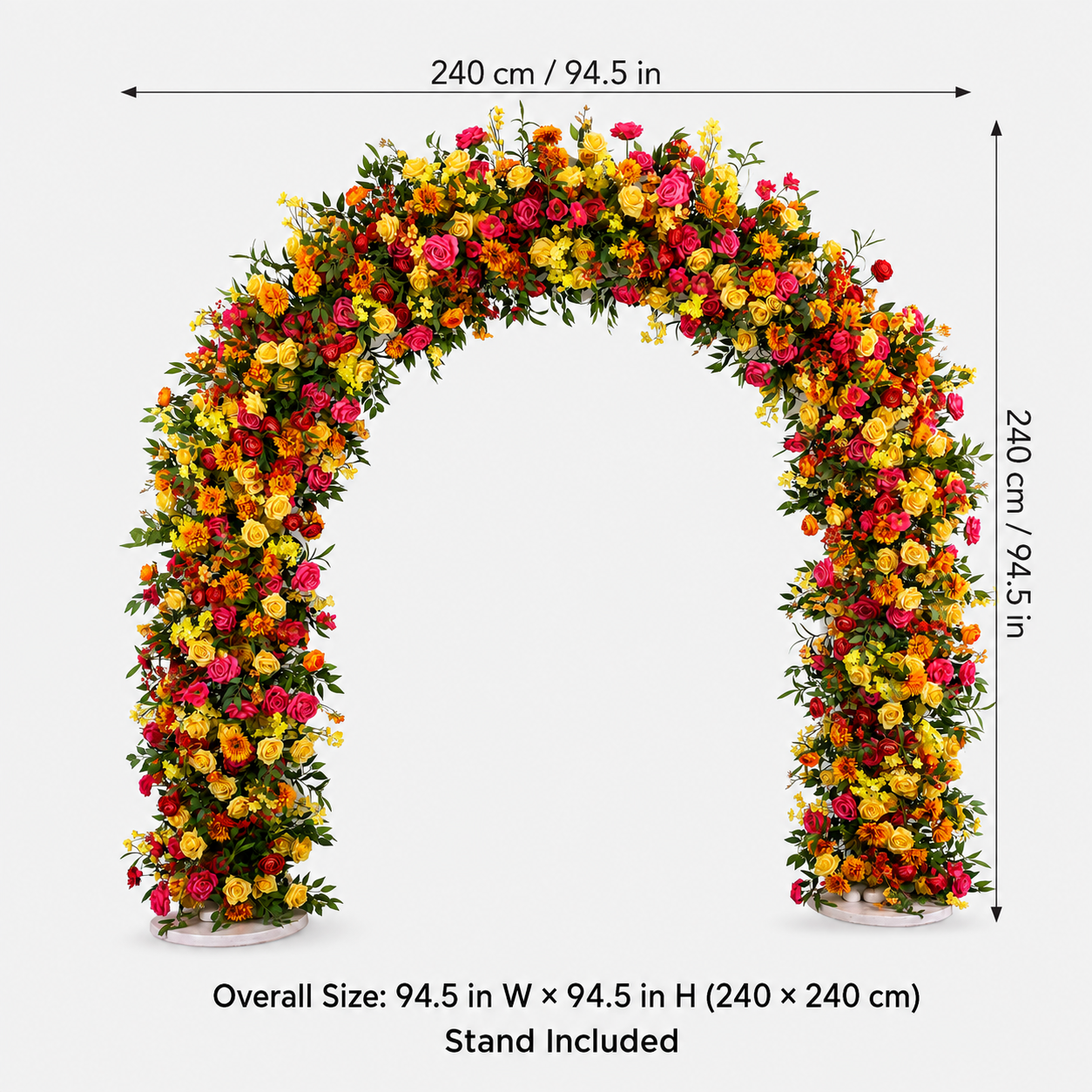 Rounded Artificial Flower Arch with Stand, 94.5 in, Wedding Backdrop