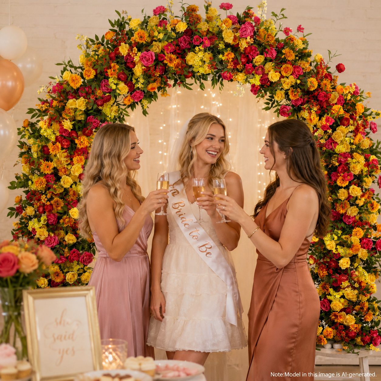 Rounded Artificial Flower Arch with Stand, 94.5 in, Wedding Backdrop