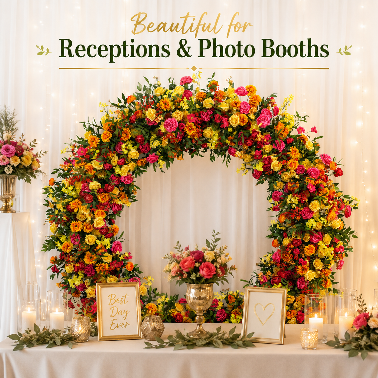 Full Circle Artificial Flower Arch with Stand, 86.6 in, Event Backdrop
