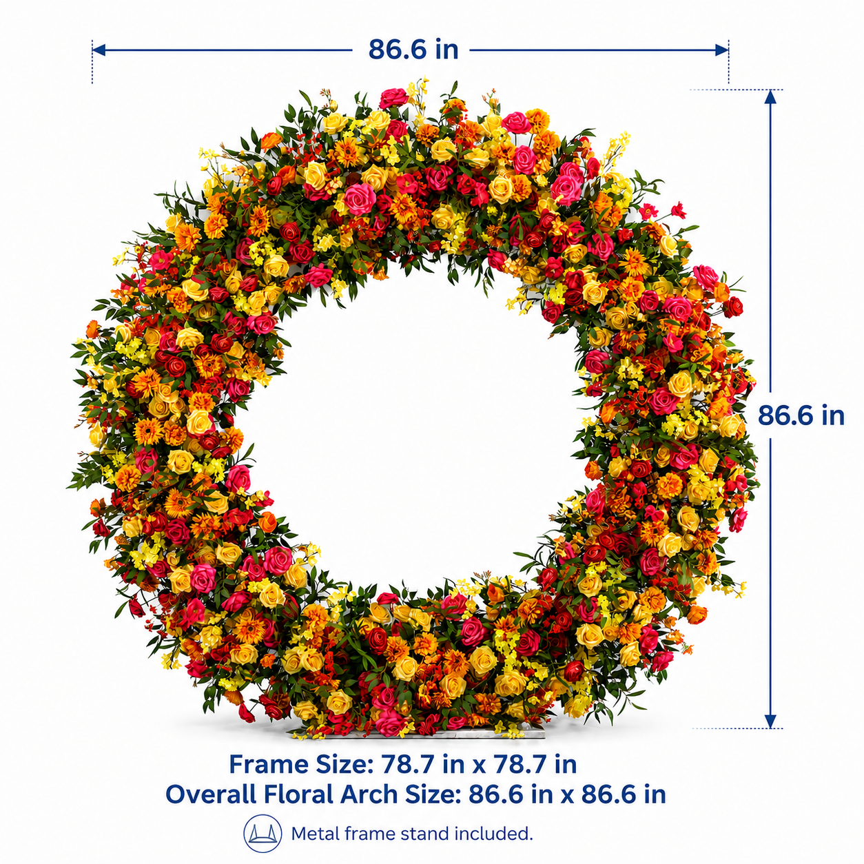 Full Circle Artificial Flower Arch with Stand, 86.6 in, Event Backdrop